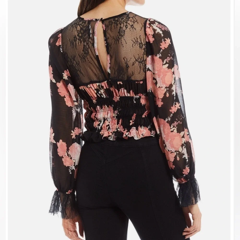 NWT 🎉🎉Host Pick‼️FREE PEOPLE DAPHNE FLORAL BLOUSE MIDNIGHT COMBO - Picture 6 of 15